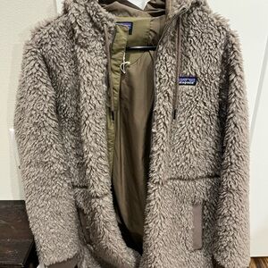 Patagonia Taupe Fleece Hooded Jacket